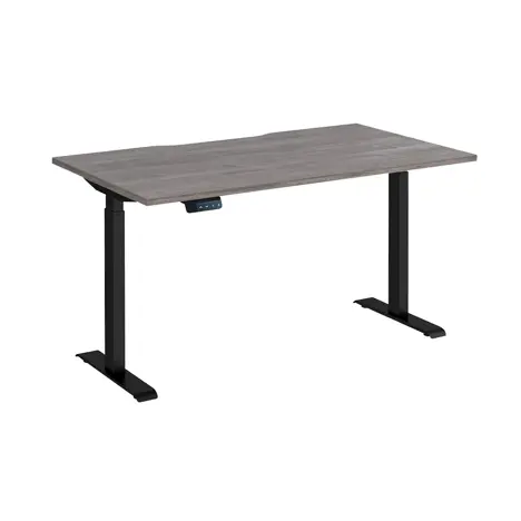 Elev8 Contract Straight Sit-Stand Desk - 1400 - Black - Grey Oak